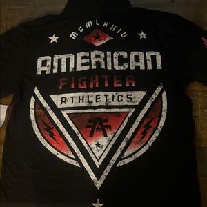 American Fighter Black and Red Graphic Tee